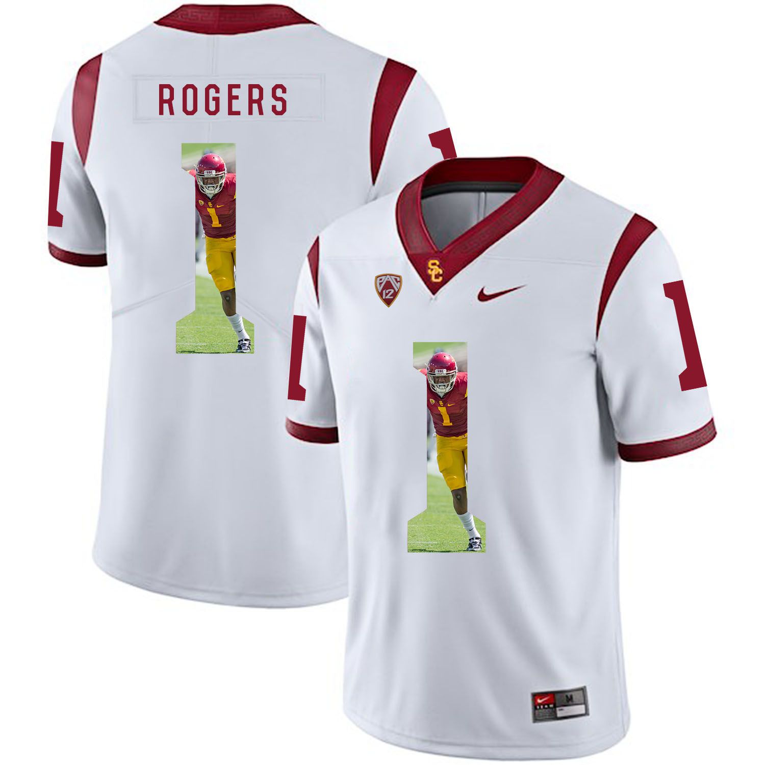 Men USC Trojans #1 Rogers White Fashion Edition Customized NCAA Jerseys